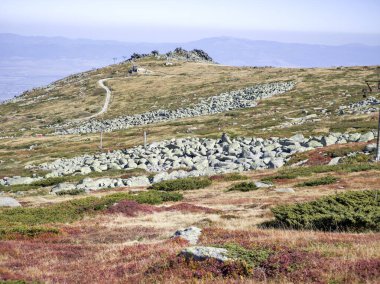 Bulgaristan 'ın Cherni Vrah zirvesi yakınlarındaki Vitosha Dağı' nın şaşırtıcı sonbahar manzarası