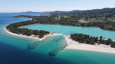 Lagoon Sahili yakınlarındaki Kassandra kıyı şeridi, Chalkidiki, Orta Makedonya, Yunanistan