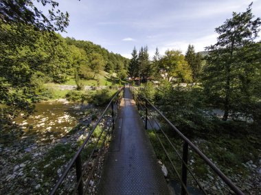 Sırbistan 'ın Dimitrovgrad bölgesindeki Vlaska Dağı' ndaki Jerma Nehri Vadisi 'nin İnanılmaz Yaz Manzarası