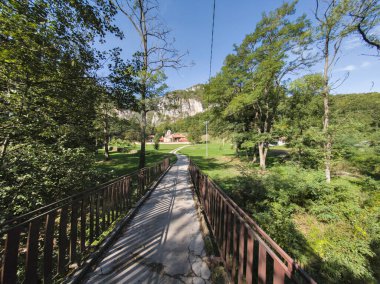 Sırbistan 'ın Dimitrovgrad bölgesindeki Vlaska Dağı' ndaki Jerma Nehri Vadisi 'nin İnanılmaz Yaz Manzarası