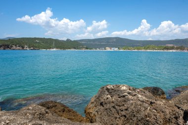 Ammoudia Köyü, Epirus, Yunanistan 'daki Acheron nehrinin ağzının muhteşem manzarası