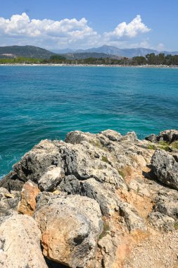 Ammoudia Köyü, Epirus, Yunanistan 'daki Acheron nehrinin ağzının muhteşem manzarası