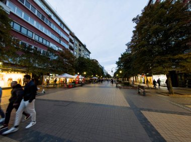 SOFIA, BULGARIA - OCTOBER 19, 2024:  Amazing sunset view of Pedestrian Boulevard Vitosha in city of Sofia, Bulgaria clipart