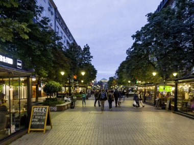 SOFIA, BULGARIA - OCTOBER 19, 2024:  Amazing sunset view of Pedestrian Boulevard Vitosha in city of Sofia, Bulgaria clipart