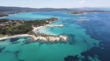 Karydi Sahili yakınlarındaki Sithonia kıyı şeridi, Chalkidiki, Orta Makedonya, Yunanistan