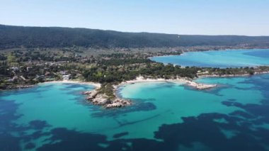 Karydi Sahili yakınlarındaki Sithonia kıyı şeridi, Chalkidiki, Orta Makedonya, Yunanistan