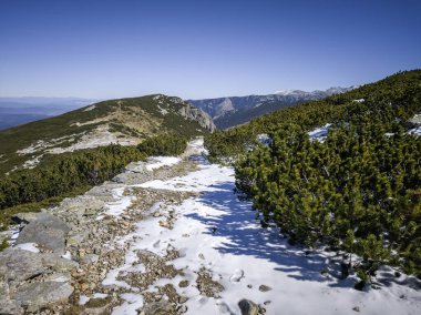 Rila Dağı 'nın Mechit yakınlarındaki muhteşem sonbahar manzarası ve Popova Kapa zirveleri, Bulgaristan