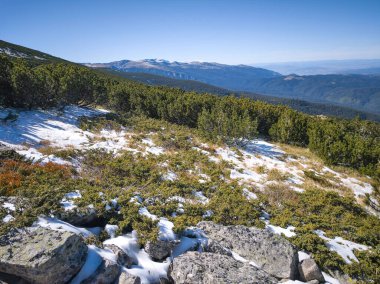 Rila Dağı 'nın Mechit yakınlarındaki muhteşem sonbahar manzarası ve Popova Kapa zirveleri, Bulgaristan