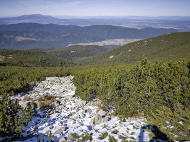 Rila Dağı 'nın Mechit yakınlarındaki muhteşem sonbahar manzarası ve Popova Kapa zirveleri, Bulgaristan