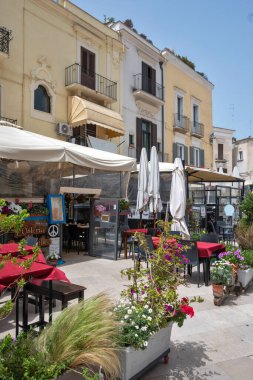 BARI, İtalya - 16 Mayıs 2024: Bari, Apulia Bölgesi, İtalya 'nın Eski Kasabası' nın inanılmaz manzarası