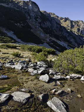 Bulgaristan 'ın Malyovitsa ve Orlovets zirveleri yakınlarındaki Rila Dağı' nın sonbahar manzarası