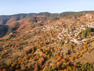 Amazing Aerial Autumn view of Rhodope mountain near village of Borovo, Plovdiv Region, Bulgaria clipart