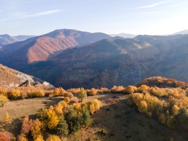 Bulgaristan 'ın Filibe Bölgesi Borovo kasabası yakınlarındaki Rodop dağının şaşırtıcı sonbahar manzarası