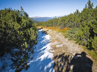 Rila Dağı 'nın Mechit yakınlarındaki muhteşem sonbahar manzarası ve Popova Kapa zirveleri, Bulgaristan