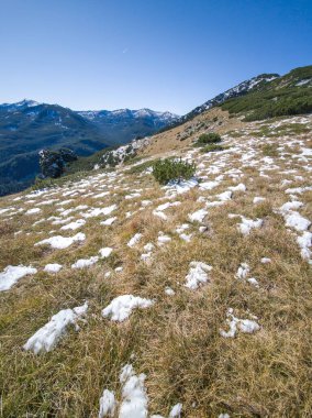 Amazing Autumn landscape of Rila Mountain near Mechit and Popova Kapa peaks, Bulgaria clipart