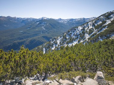 Rila Dağı 'nın Mechit yakınlarındaki muhteşem sonbahar manzarası ve Popova Kapa zirveleri, Bulgaristan