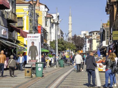 EDIRNE, TURKEY - Kasım 02, 2024: Edirne şehir merkezinin panoramik manzarası, Doğu Trakya, Türkiye