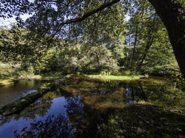 Sonbahar manzara Iskar Nehri yakınındaki Pancharevo Gölü, Sofya şehir bölge, Bulgaristan