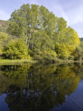 Sonbahar manzara Iskar Nehri yakınındaki Pancharevo Gölü, Sofya şehir bölge, Bulgaristan