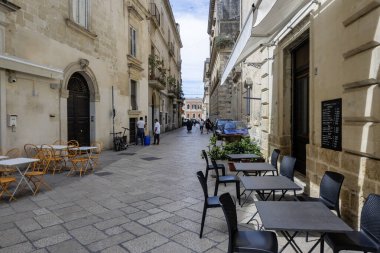 LECCE, İtalya - 12 Mayıs 2024: İtalya 'nın Apulia Bölgesi' ndeki Eski Lecce kasabasının muhteşem manzarası