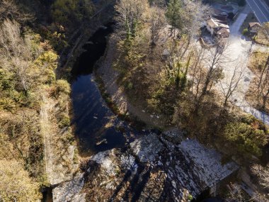 Aerial Autumn view of Rhodope Mountains around Chepelarska River (Chaya), Bulgaria clipart