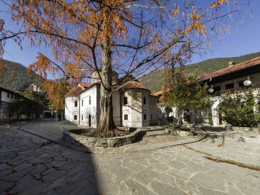 Autumn view of Medieval Bachkovo Monastery Dormition of the Mother of God, Plovdiv Region, Bulgaria clipart