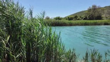 Ammoudia Köyü, Epirus, Yunanistan 'daki Acheron nehrinin ağzının muhteşem manzarası