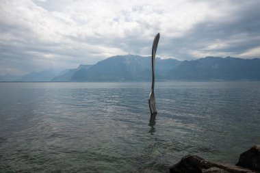 VEVEY, SWitzERLAND 19 Haziran 2023: Vevey, Vaud Kantonu, İsviçre Panorama