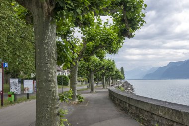 VEVEY, SWitzERLAND 19 Haziran 2023: Vevey, Vaud Kantonu, İsviçre Panorama
