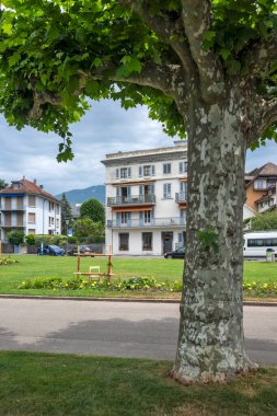 VEVEY, SWitzERLAND 19 Haziran 2023: Vevey, Vaud Kantonu, İsviçre Panorama