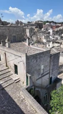 Matera 'nın muhteşem manzarası, Basilicata Bölgesi, İtalya