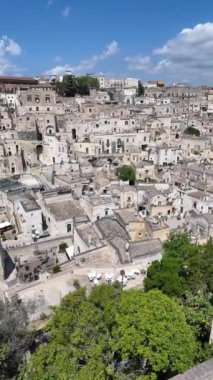 Matera 'nın muhteşem manzarası, Basilicata Bölgesi, İtalya