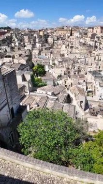 Matera 'nın muhteşem manzarası, Basilicata Bölgesi, İtalya