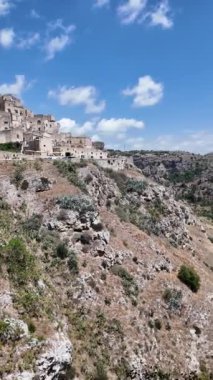 Matera 'nın muhteşem manzarası, Basilicata Bölgesi, İtalya