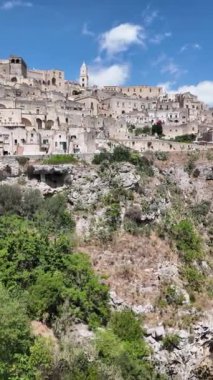 Matera 'nın muhteşem manzarası, Basilicata Bölgesi, İtalya