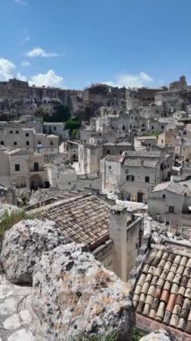 Matera 'nın muhteşem manzarası, Basilicata Bölgesi, İtalya
