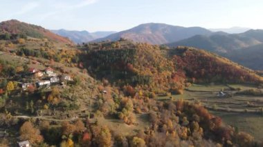 Bulgaristan 'ın Filibe Bölgesi Borovo kasabası yakınlarındaki Rodop dağının şaşırtıcı sonbahar manzarası