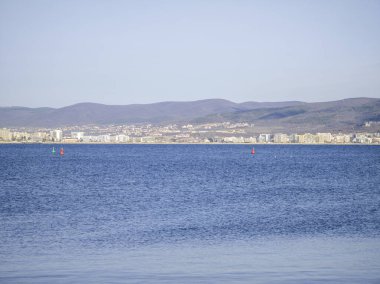 Bulgaristan 'ın Burgaz Bölgesi' nin Nessebar kentindeki Coastal caddesinden şaşırtıcı Panorama