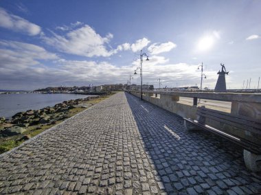 Bulgaristan 'ın Burgaz Bölgesi' nin Nessebar kentindeki Coastal caddesinden şaşırtıcı Panorama