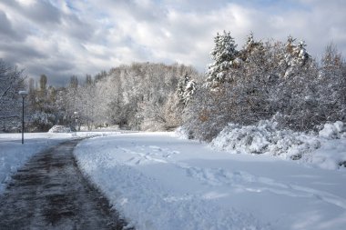 Bulgaristan 'ın Sofya kentindeki South Park' ın İnanılmaz Kış Panoraması