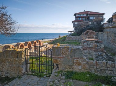 Bulgaristan 'ın Burgaz Bölgesi' nin Nessebar kentinin Büyüleyici Panoraması