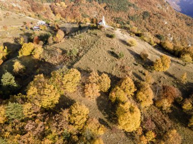 Bulgaristan 'ın Filibe Bölgesi Borovo kasabası yakınlarındaki Rodop dağının şaşırtıcı sonbahar manzarası