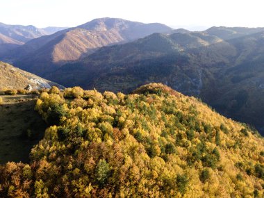 Amazing Aerial Autumn view of Rhodope mountain near village of Borovo, Plovdiv Region, Bulgaria clipart