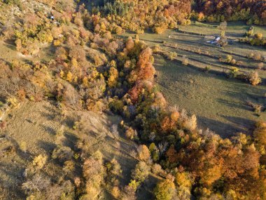 Amazing Aerial Autumn view of Rhodope mountain near village of Borovo, Plovdiv Region, Bulgaria clipart