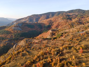 Amazing Aerial Autumn view of Rhodope mountain near village of Borovo, Plovdiv Region, Bulgaria clipart