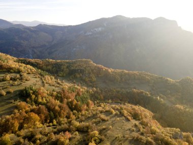 Amazing Aerial Autumn view of Rhodope mountain near village of Borovo, Plovdiv Region, Bulgaria clipart