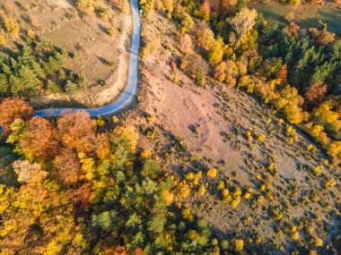 Amazing Aerial Autumn view of Rhodope mountain near village of Borovo, Plovdiv Region, Bulgaria clipart