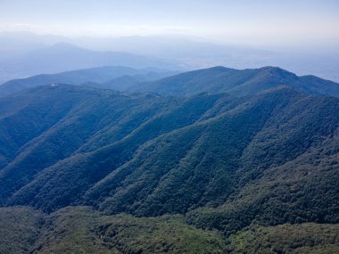 Aerial Summer view of Belasitsa Mountain around Kongur peak, Blagoevgrad Region, Bulgaria clipart