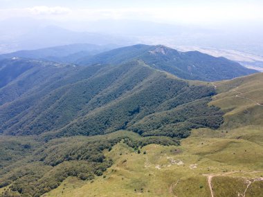 Aerial Summer view of Belasitsa Mountain around Kongur peak, Blagoevgrad Region, Bulgaria clipart