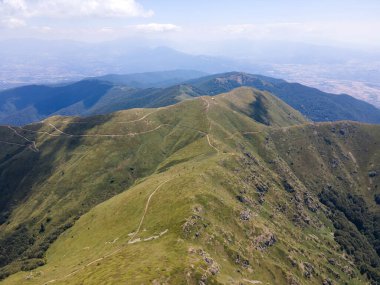 Aerial Summer view of Belasitsa Mountain around Kongur peak, Blagoevgrad Region, Bulgaria clipart